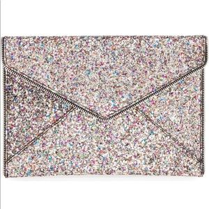 Rebecca Minkoff glitter Leo clutch